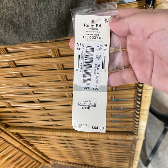 Ruby Rd. Woman 1X Green Cowl Neck Button Pullover Knit Top NWT cozy comfy autumn - Picture 8 of 8